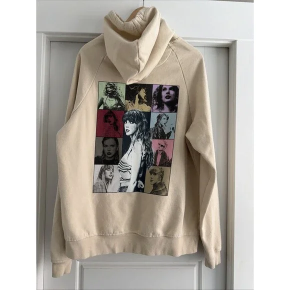 Taylor Swift The Eras Tour Official Merchandise Hoodie Cream Size Med Oversize - Picture 5 of 5